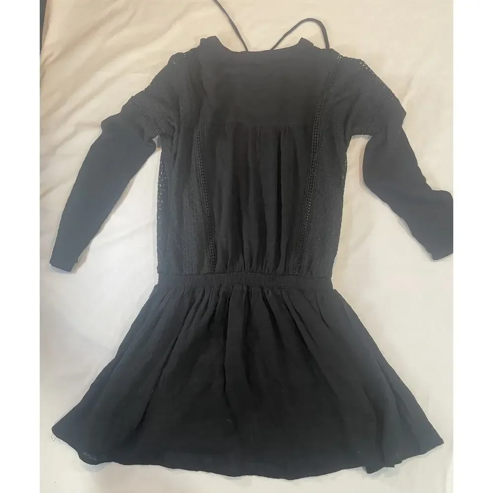 $148 FREE PEOPLE NOMAD BLACK PEASANT DRESS XS